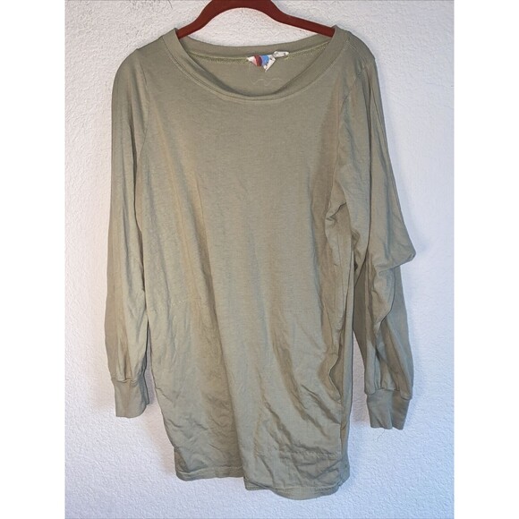 Free People Beach Shirt tunic Pockets Green XS hippie boho Oversize dolan long - Picture 1 of 8